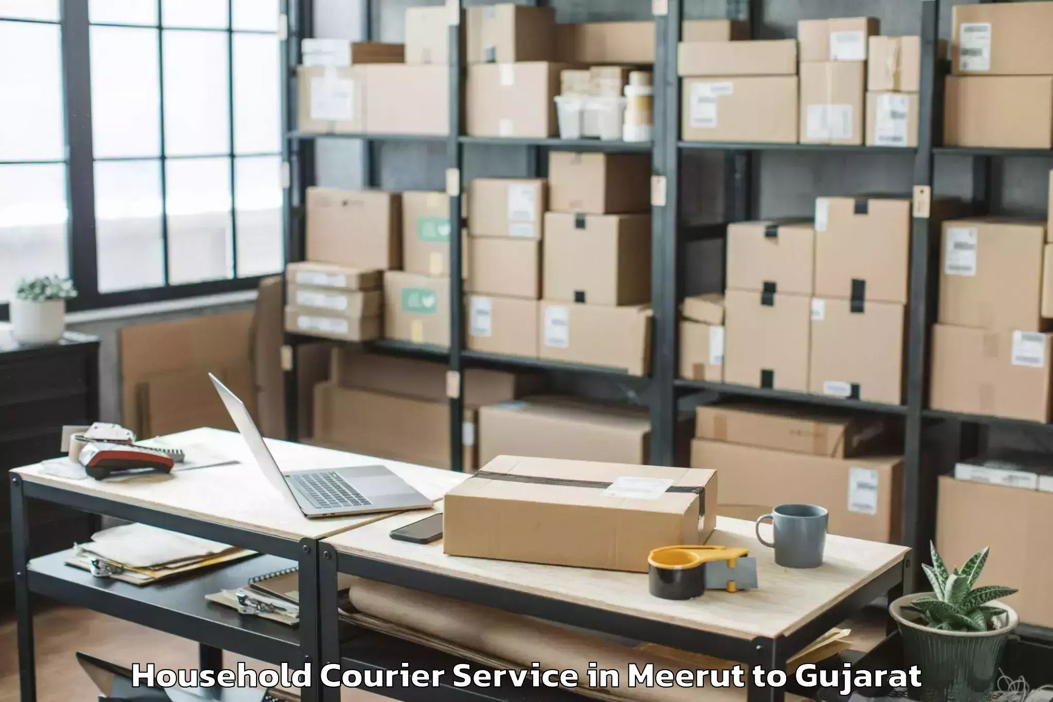 Affordable Meerut to Bhanvad Household Courier